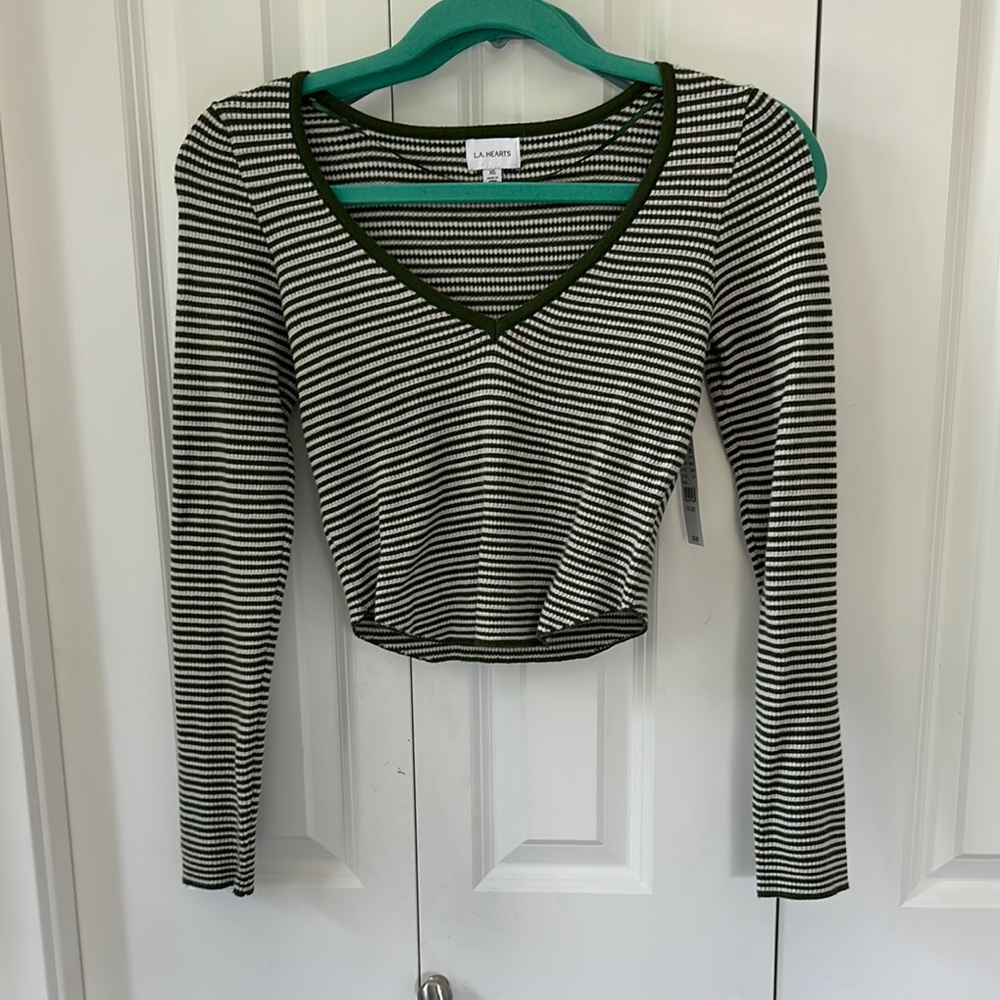 Pacsun Green Striped Women's Top